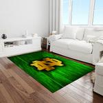 ncaa notre dame fighting sport basketball and foolball team logo rectangle area rug light room ndf17