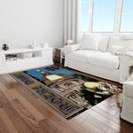 ncaa notre dame fighting sport basketball and foolball team logo rectangle area rug light room ndf66
