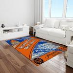 ncaa notre dame fighting sport basketball and foolball team logo rectangle area rug light room ndf69