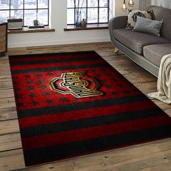 ncaa ohio state buckeyes college sport basketball and foolball team logo rectangle area rug dark room osb01