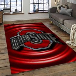ncaa ohio state buckeyes college sport basketball and foolball team logo rectangle area rug dark room osb02
