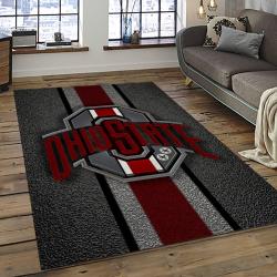 ncaa ohio state buckeyes college sport basketball and foolball team logo rectangle area rug dark room osb04
