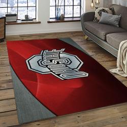 ncaa ohio state buckeyes college sport basketball and foolball team logo rectangle area rug dark room osb06