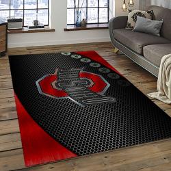 ncaa ohio state buckeyes college sport basketball and foolball team logo rectangle area rug dark room osb07