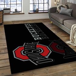 ncaa ohio state buckeyes college sport basketball and foolball team logo rectangle area rug dark room osb09