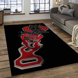 ncaa ohio state buckeyes college sport basketball and foolball team logo rectangle area rug dark room osb12