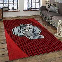 ncaa ohio state buckeyes college sport basketball and foolball team logo rectangle area rug dark room osb15