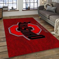 ncaa ohio state buckeyes college sport basketball and foolball team logo rectangle area rug dark room osb17