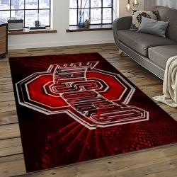 ncaa ohio state buckeyes college sport basketball and foolball team logo rectangle area rug dark room osb21