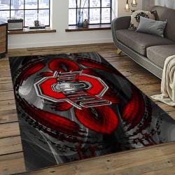 ncaa ohio state buckeyes college sport basketball and foolball team logo rectangle area rug dark room osb25