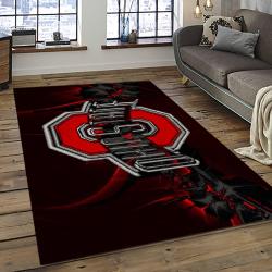 ncaa ohio state buckeyes college sport basketball and foolball team logo rectangle area rug dark room osb26
