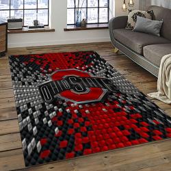 ncaa ohio state buckeyes college sport basketball and foolball team logo rectangle area rug dark room osb32