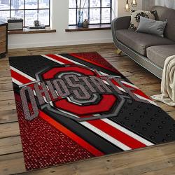 ncaa ohio state buckeyes college sport basketball and foolball team logo rectangle area rug dark room osb33