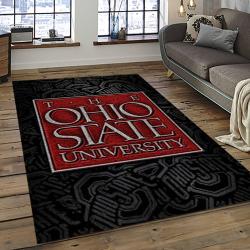 ncaa ohio state buckeyes college sport basketball and foolball team logo rectangle area rug dark room osb36