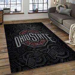ncaa ohio state buckeyes college sport basketball and foolball team logo rectangle area rug dark room osb37