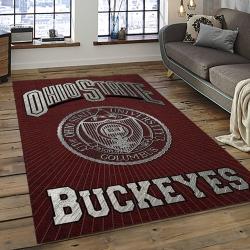 ncaa ohio state buckeyes college sport basketball and foolball team logo rectangle area rug dark room osb38