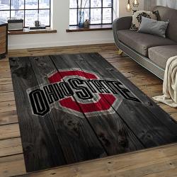 ncaa ohio state buckeyes college sport basketball and foolball team logo rectangle area rug dark room osb39