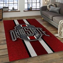 ncaa ohio state buckeyes college sport basketball and foolball team logo rectangle area rug dark room osb41