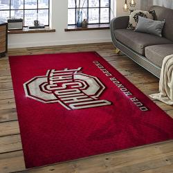 ncaa ohio state buckeyes college sport basketball and foolball team logo rectangle area rug dark room osb43