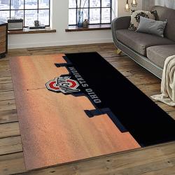 ncaa ohio state buckeyes college sport basketball and foolball team logo rectangle area rug dark room osb49