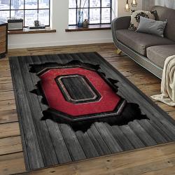 ncaa ohio state buckeyes college sport basketball and foolball team logo rectangle area rug dark room osb50