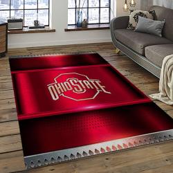 ncaa ohio state buckeyes college sport basketball and foolball team logo rectangle area rug dark room osb51