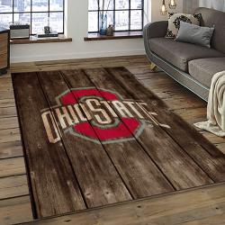ncaa ohio state buckeyes college sport basketball and foolball team logo rectangle area rug dark room osb53