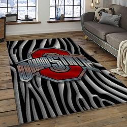 ncaa ohio state buckeyes college sport basketball and foolball team logo rectangle area rug dark room osb55