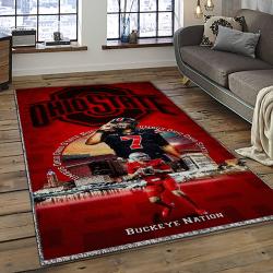 ncaa ohio state buckeyes college sport basketball and foolball team logo rectangle area rug dark room osb56