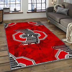 ncaa ohio state buckeyes college sport basketball and foolball team logo rectangle area rug dark room osb58