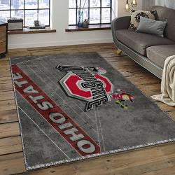 ncaa ohio state buckeyes college sport basketball and foolball team logo rectangle area rug dark room osb60
