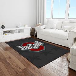 NCAA Ohio State Buckeyes College Sport Basketball And Foolball Team Logo Rectangle Area Rug OSB08