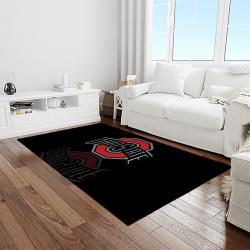 NCAA Ohio State Buckeyes College Sport Basketball And Foolball Team Logo Rectangle Area Rug OSB27