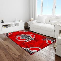 NCAA Ohio State Buckeyes College Sport Basketball And Foolball Team Logo Rectangle Area Rug OSB58