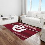 ncaa oklahoma sooners sport basketball and foolball team logo rectangle area rug light room os13