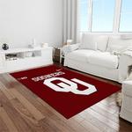 ncaa oklahoma sooners sport basketball and foolball team logo rectangle area rug light room os28