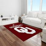 ncaa oklahoma sooners sport basketball and foolball team logo rectangle area rug light room os30