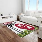 ncaa oklahoma sooners sport basketball and foolball team logo rectangle area rug light room os45