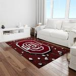 ncaa oklahoma sooners sport basketball and foolball team logo rectangle area rug light room os50