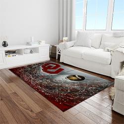 NCAA Oklahoma Sooners Sport Basketball And Foolball Team Logo Rectangle Area Rug OS75