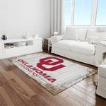 ncaa oklahoma sooners sport basketball and foolball team logo rectangle area rug light room os80