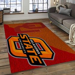 ncaa oklahoma state cowboys sport basketball and foolball team logo rectangle area rug dark room osc01