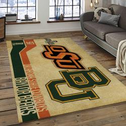 ncaa oklahoma state cowboys sport basketball and foolball team logo rectangle area rug dark room osc04