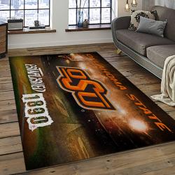 ncaa oklahoma state cowboys sport basketball and foolball team logo rectangle area rug dark room osc05