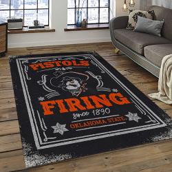 ncaa oklahoma state cowboys sport basketball and foolball team logo rectangle area rug dark room osc09