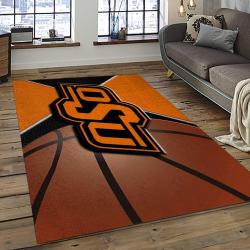 ncaa oklahoma state cowboys sport basketball and foolball team logo rectangle area rug dark room osc10