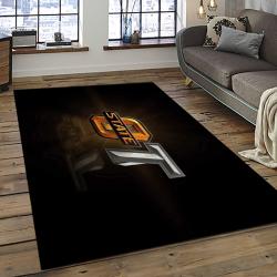 ncaa oklahoma state cowboys sport basketball and foolball team logo rectangle area rug dark room osc12