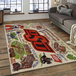 ncaa oklahoma state cowboys sport basketball and foolball team logo rectangle area rug dark room osc13