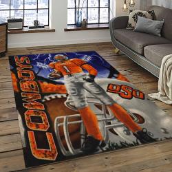 ncaa oklahoma state cowboys sport basketball and foolball team logo rectangle area rug dark room osc19