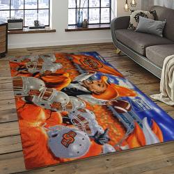 ncaa oklahoma state cowboys sport basketball and foolball team logo rectangle area rug dark room osc20